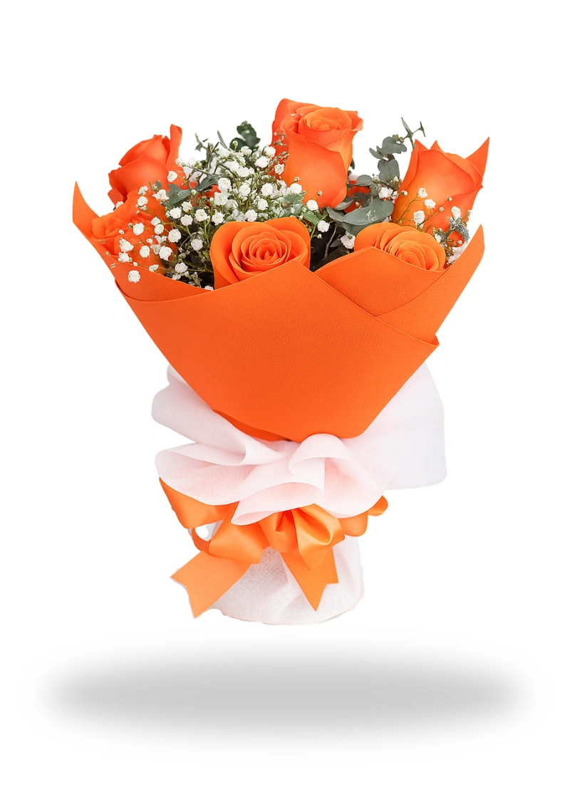 7 Lovely Kisses - Orange Roses Bouquet